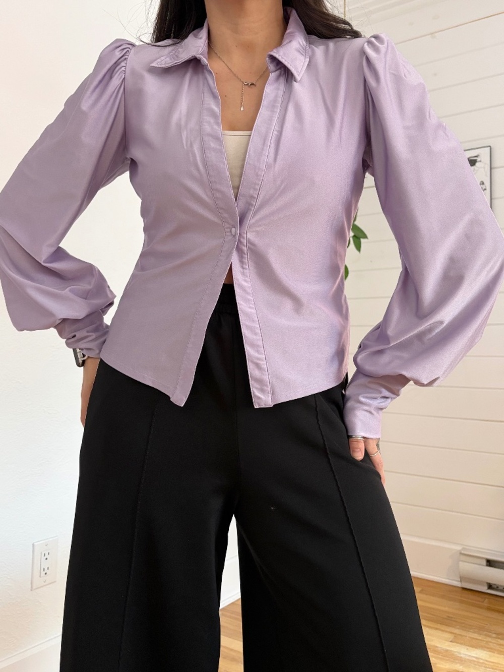 AFRM satin crop blouse